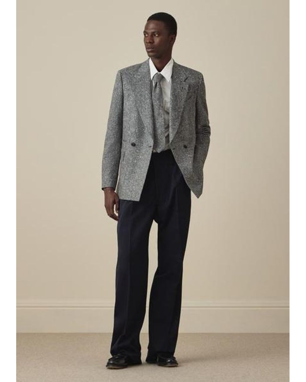 Paul Smith Gray Donegal Wool Double-Breasted Blazer for men