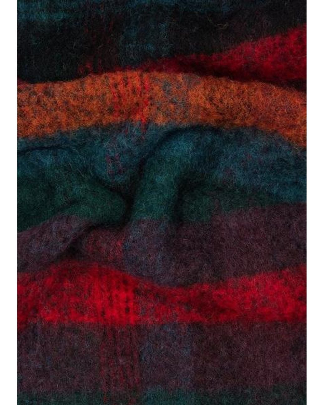 Paul Smith Red Merino Wool Check Scarf for men