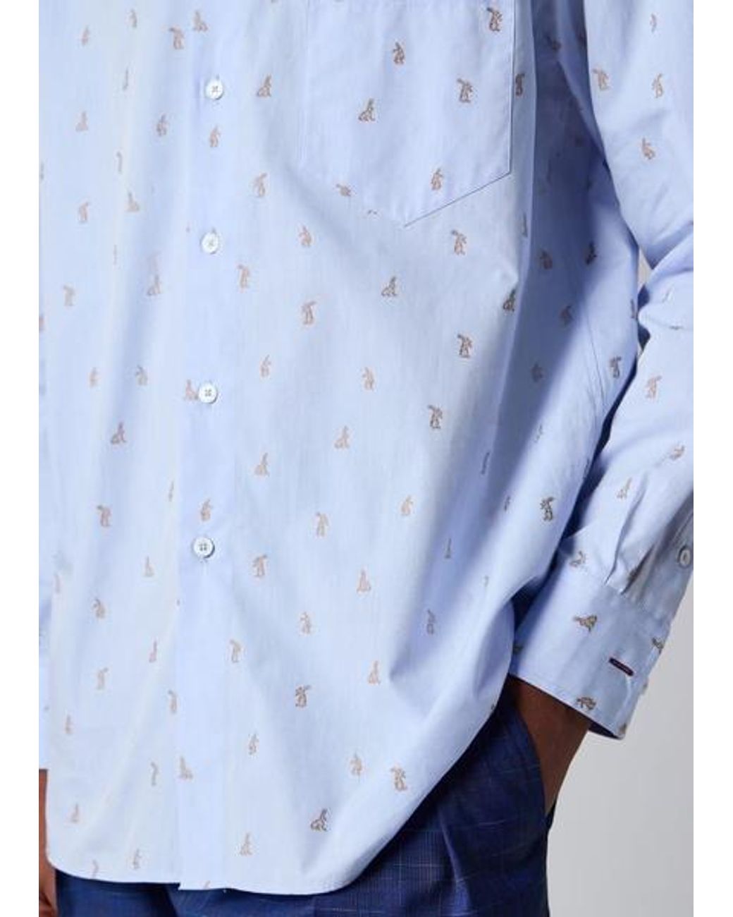 Paul Smith Blue Pale 'Little Rabbit' Fil Coupé Shirt for men