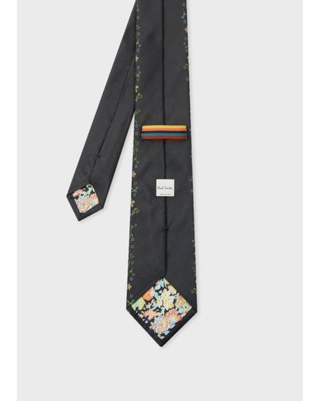 Paul Smith White Silk 'Floral Border' Tie for men