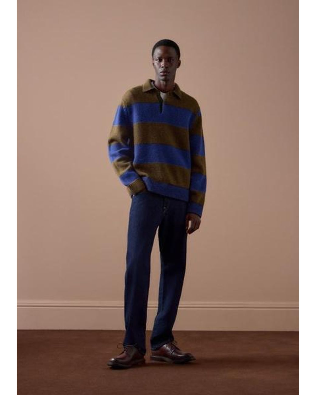Paul Smith Blue Block Stripe Polo Sweater for men