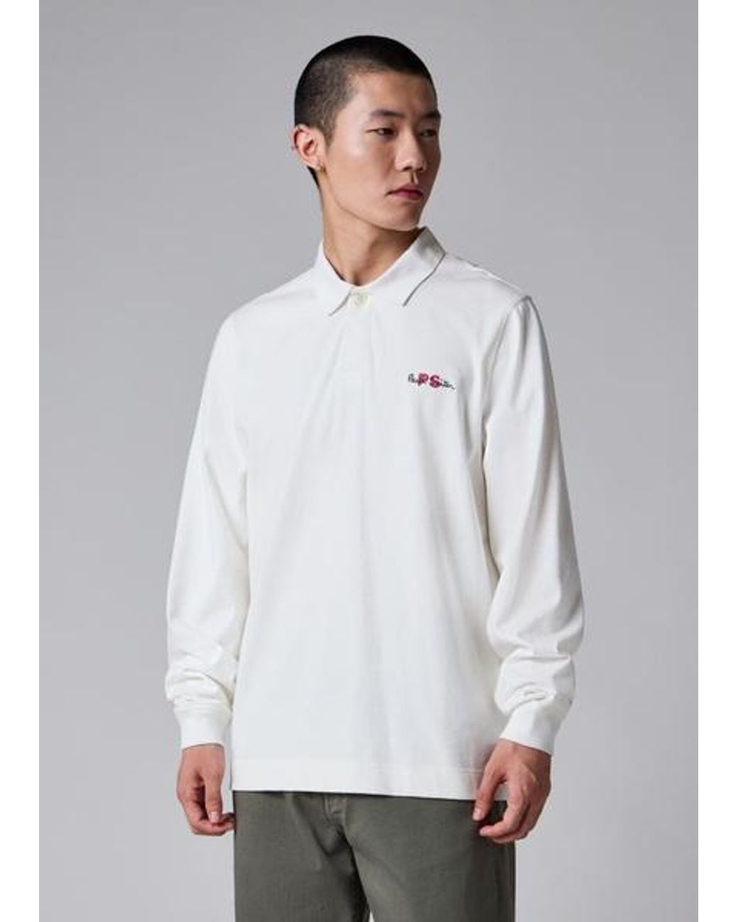 Paul Smith Gray Ps Logo Rugby Top for men