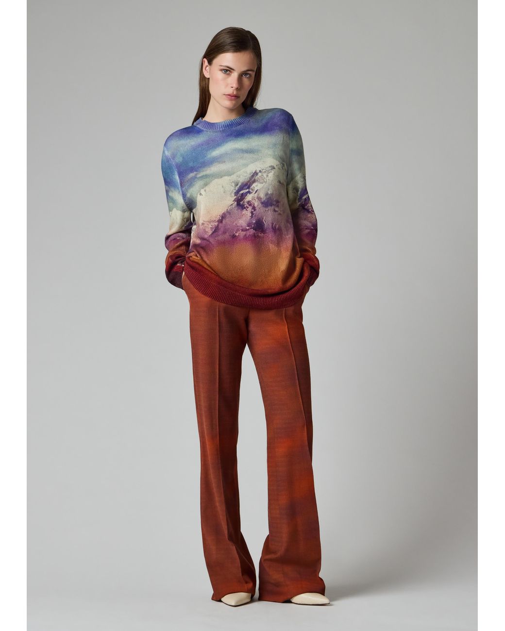 Paul Smith + Gabriela Hearst Red Vesta Mountain Print Bootcut Trousers