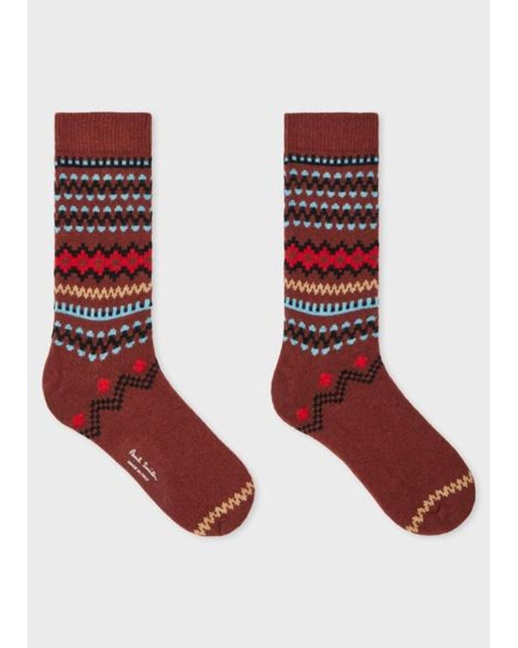 Paul Smith Red Wool-Blend Fair Isle Socks