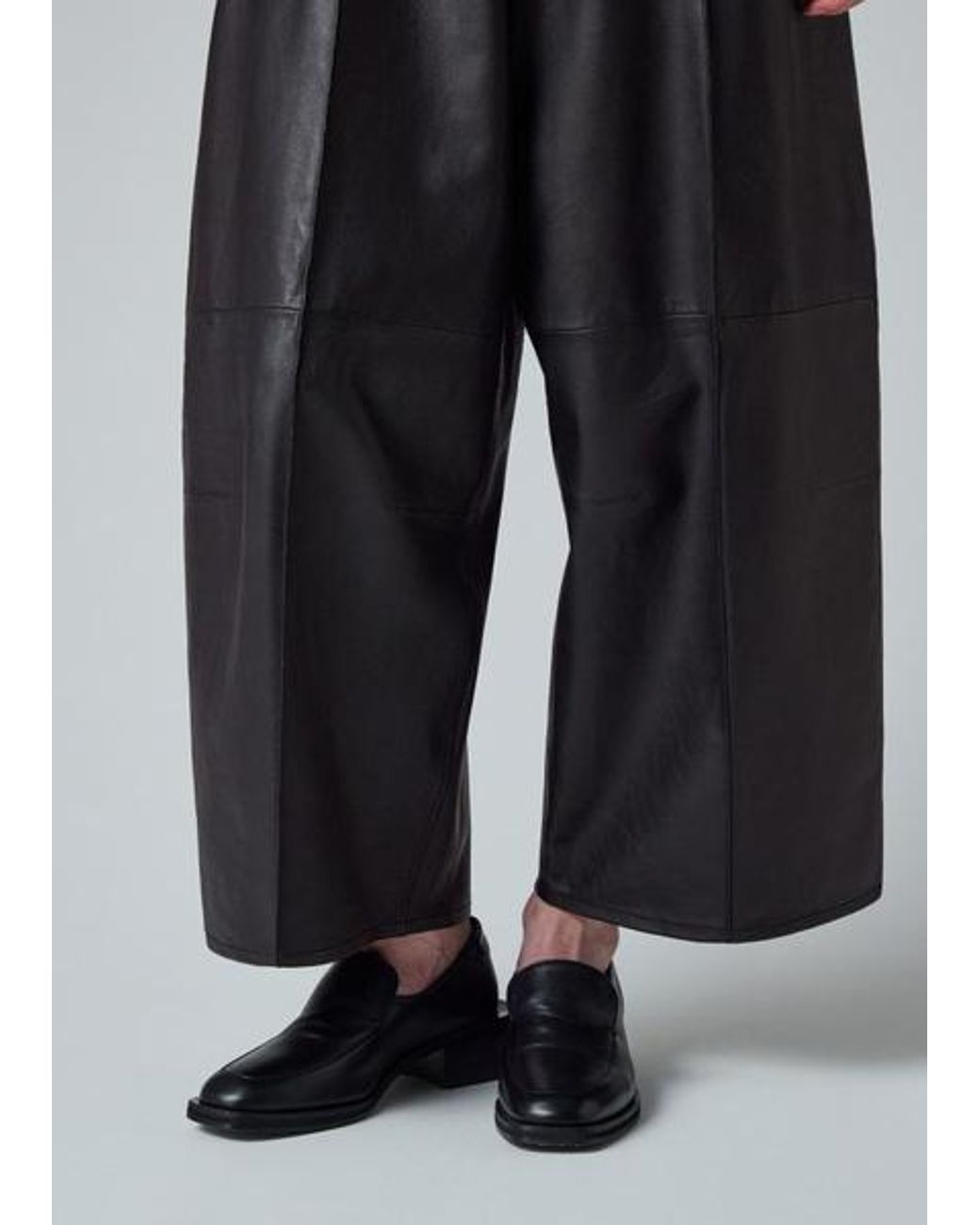 Paul Smith Black Barrel-Leg Leather Trousers