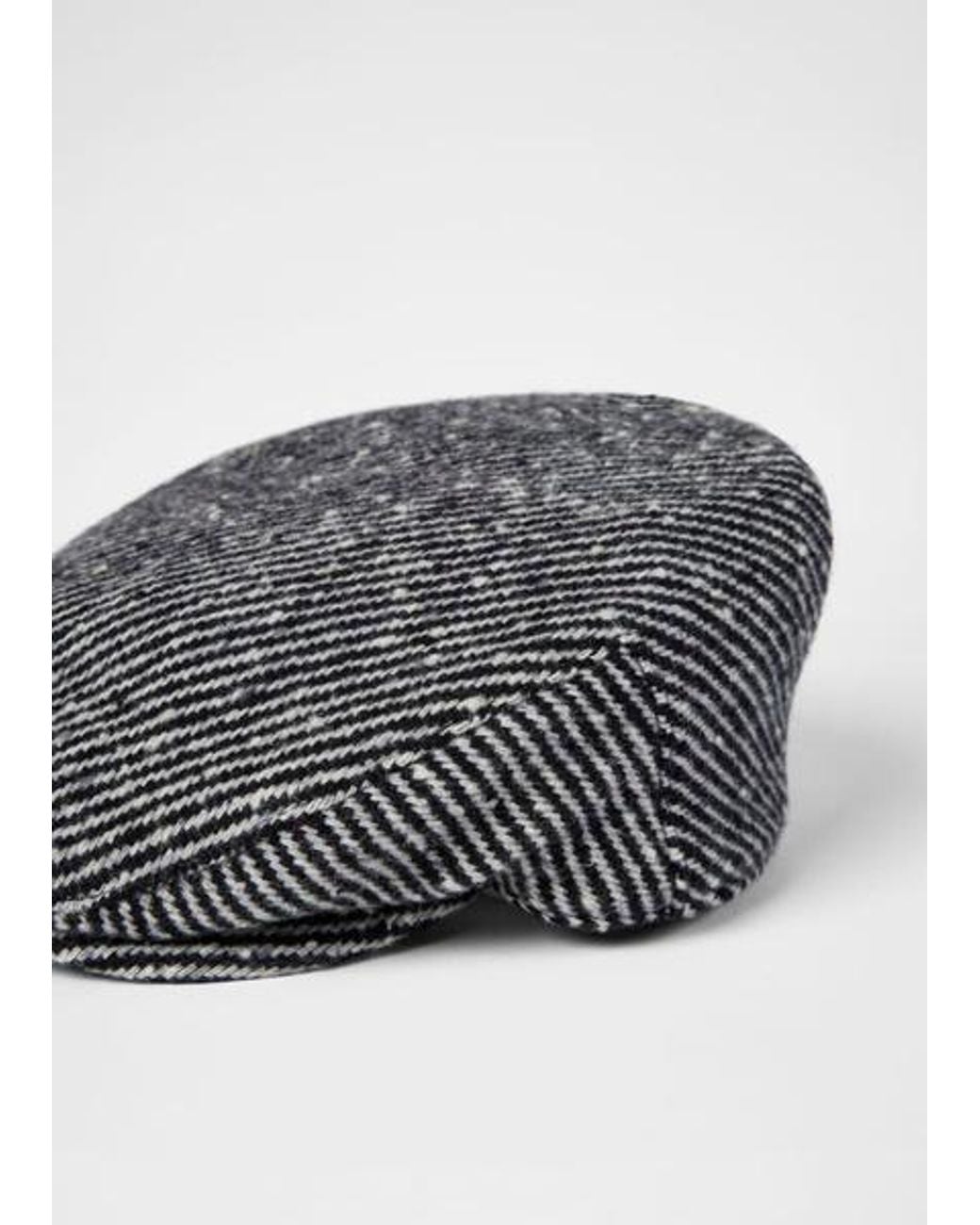 Paul Smith Gray Linen Stripe Flat Cap for men