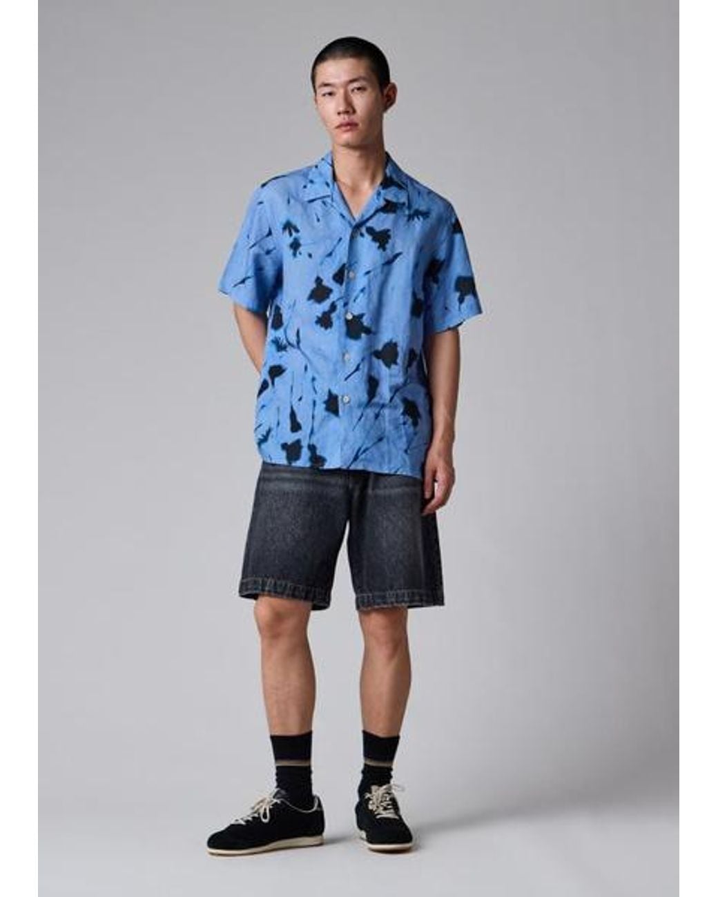 Paul Smith Blue 'Cynotype Floral' Linen-Blend Shirt for men