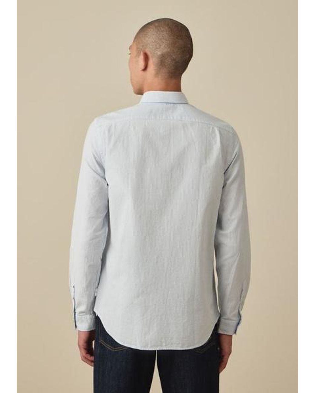 Paul Smith Blue Tailored-Fit Stripe Oxford Shirt for men