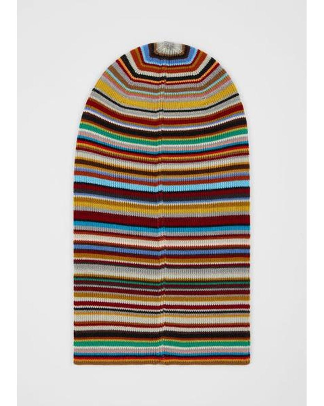 Paul Smith Gray Merino Wool 'Signature Stripe' Balaclava for men