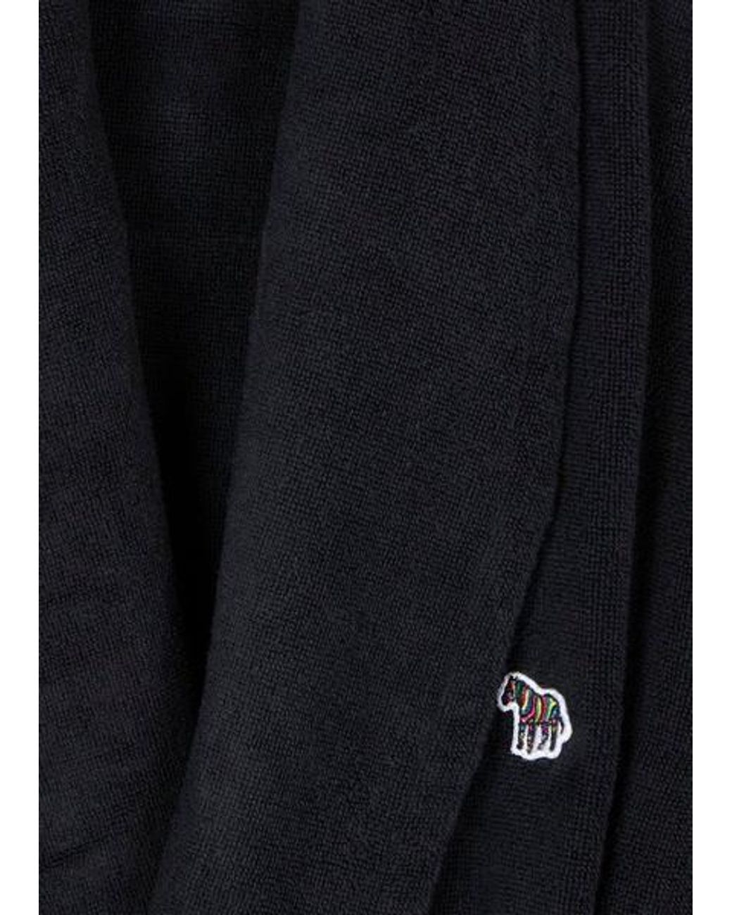 Paul Smith Black Zebra Logo Towelling Dressing Gown for men