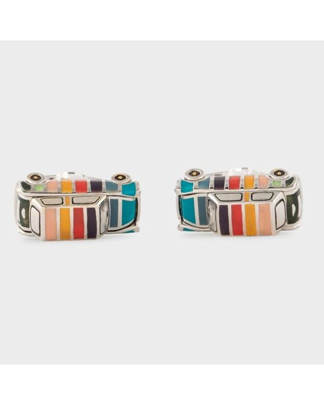Paul Smith White 'Artist Stripe' Mini Cufflinks for men
