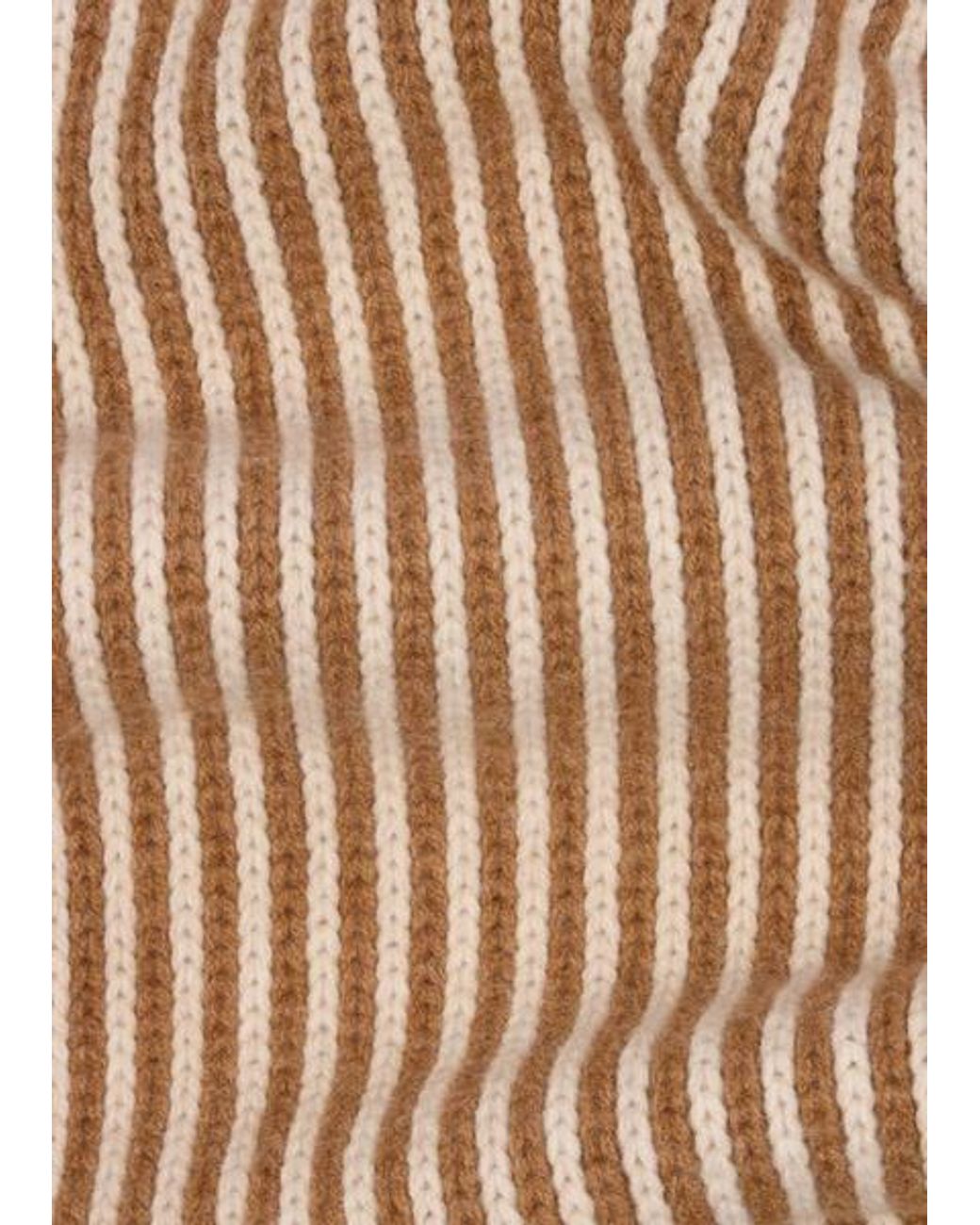 Paul Smith Natural And Cream Lambswool Chunky Knit Ribbed Stripe Scarf
