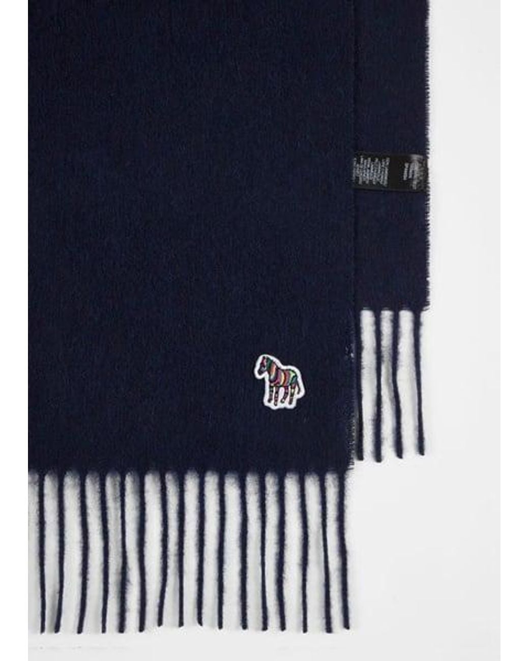 Paul Smith Blue Lambswool Zebra Scarf