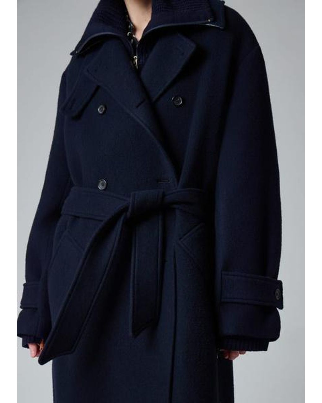 Paul Smith Blue Wool-Blend Cocoon Coat