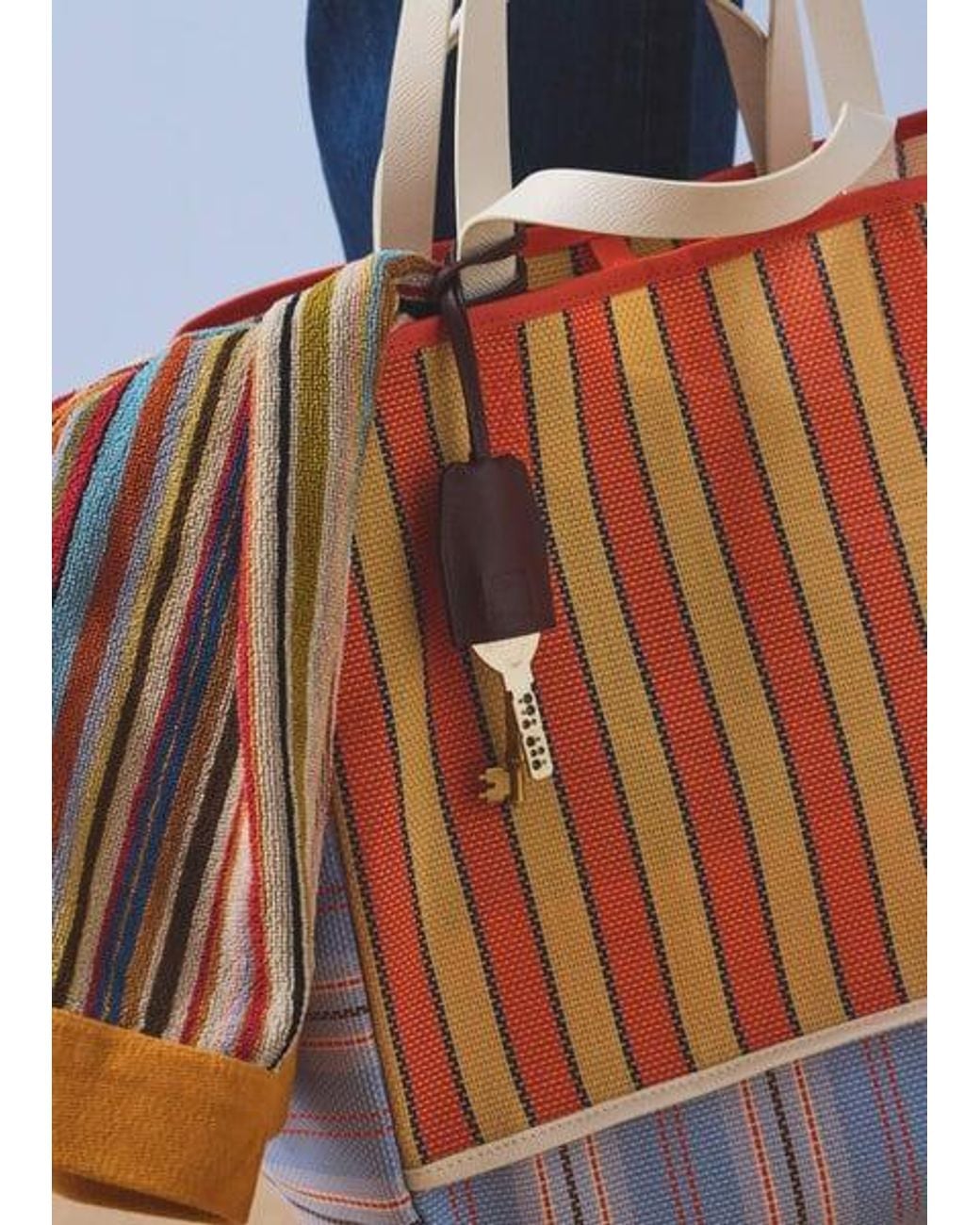 Paul Smith Orange And 'Pool Smith Stripe' Tote Bag