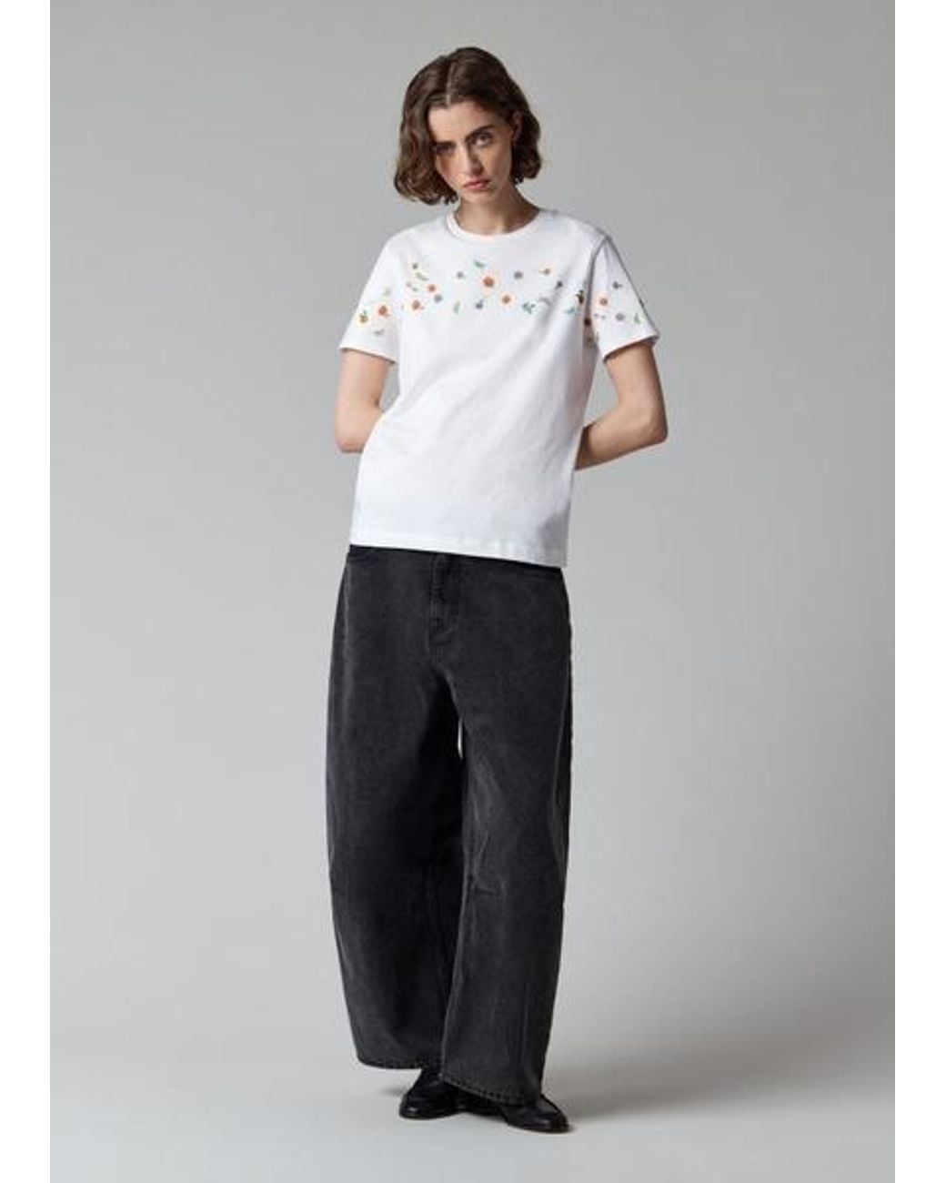 Paul Smith Gray Cotton 'Flowers' T-Shirt