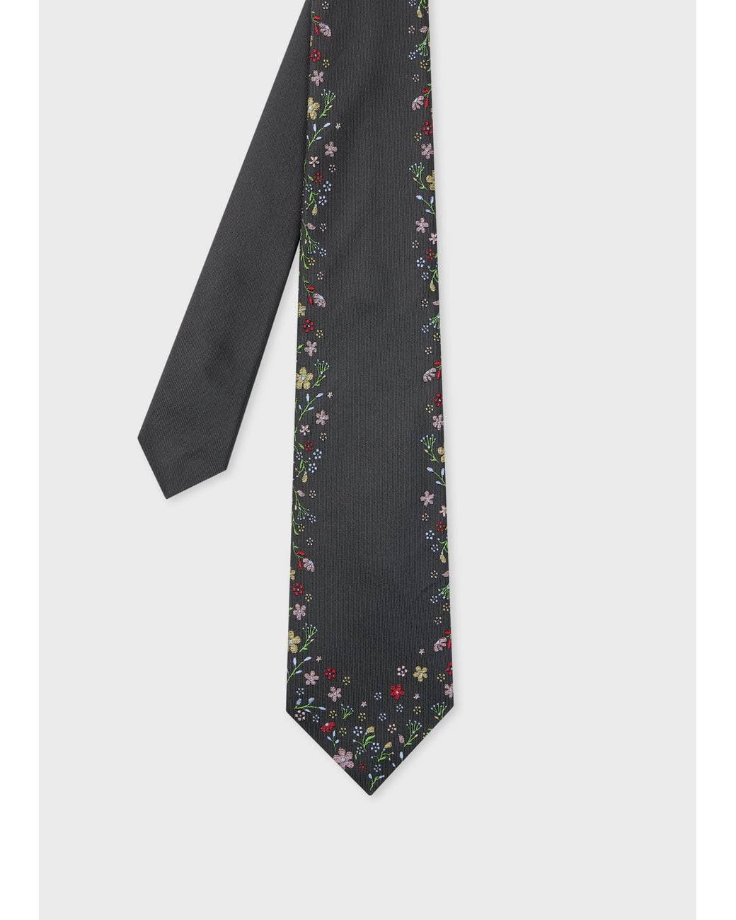 Paul Smith White Silk 'Floral Border' Tie for men