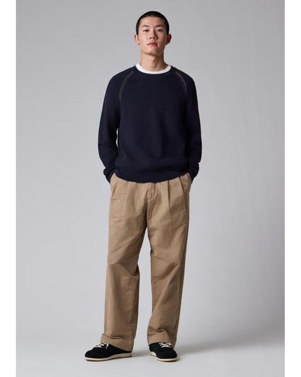 Paul Smith Blue Textured-Cotton Raglan Sweater for men