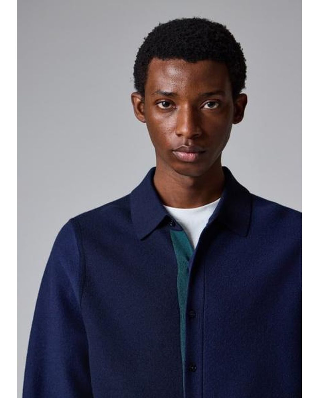 Paul Smith Blue Colour-Block Merino Wool Cardigan for men