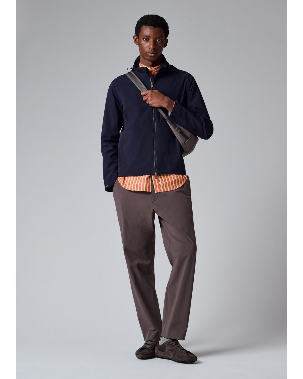 Paul Smith Blue Stripe Grandad-Collar Shirt for men