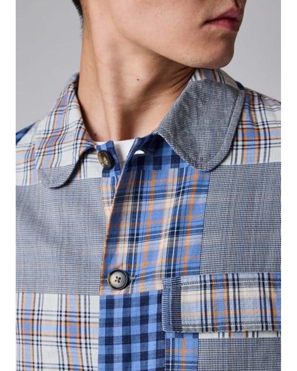 Paul Smith Blue Patchwork Check Chore Jacket for men