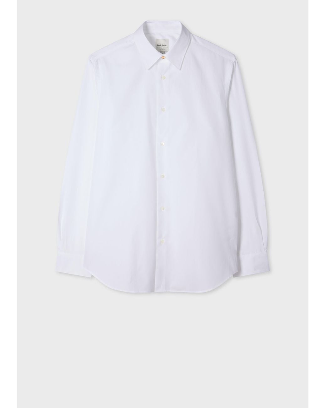 Paul Smith White Cotton-Poplin Shirt With Concealed Embroidery for men