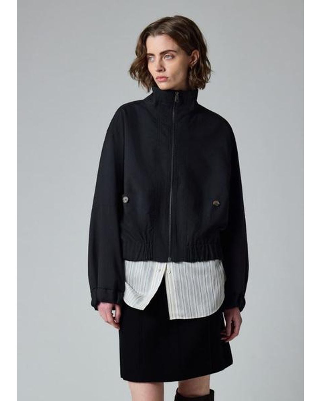 Paul Smith Black Hopsack Wool Bomber Jacket