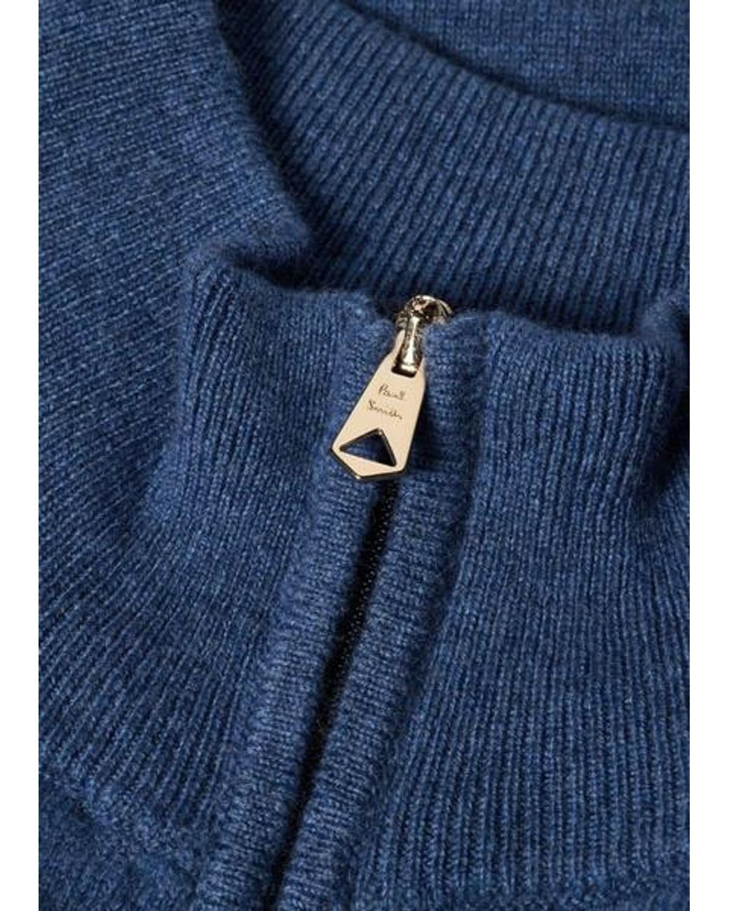 Paul Smith Blue Cashmere Zip Cardigan for men