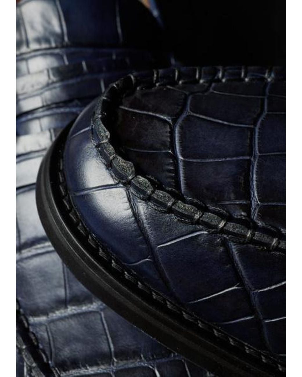 Paul Smith Blue Croc-Emboss 'Rialto' Loafers for men