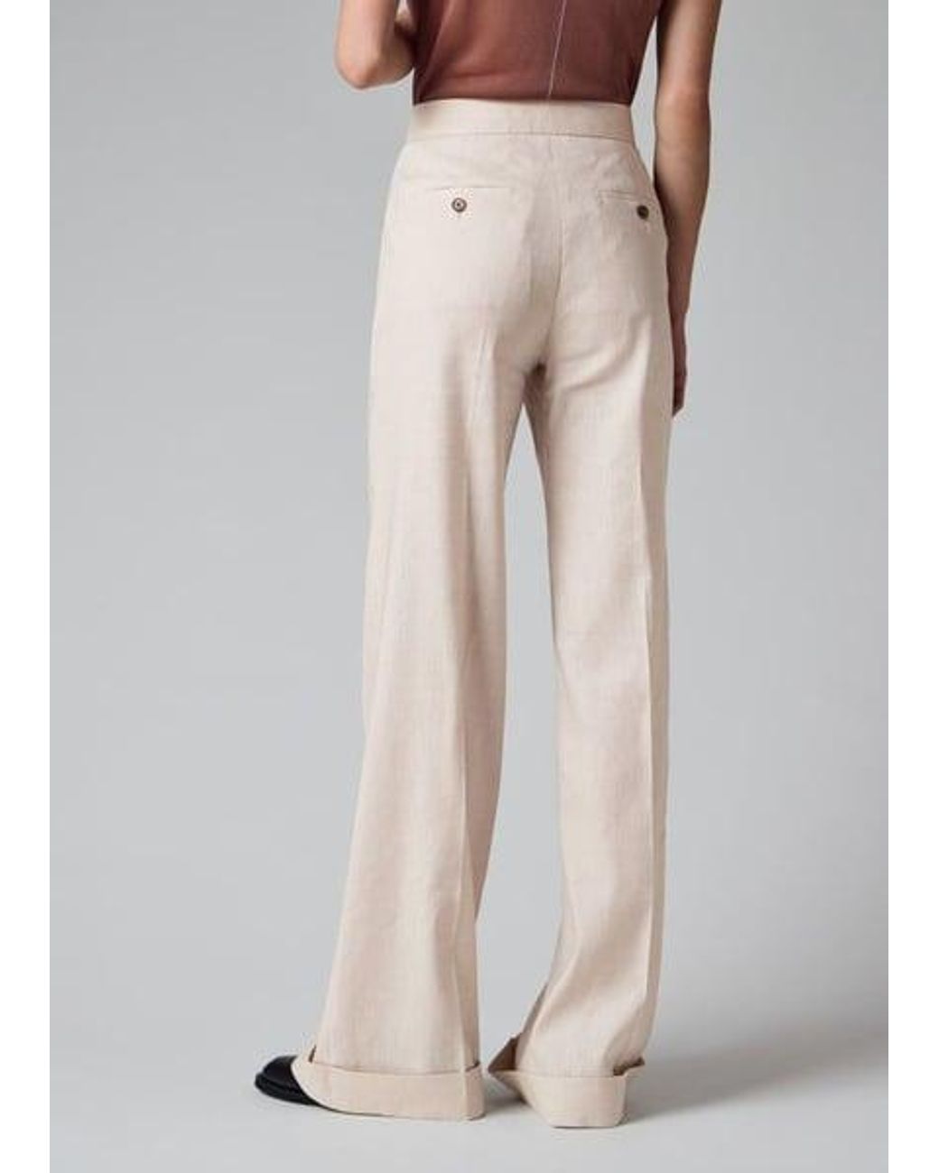 Paul Smith White Ivory Linen-Wool Wide-Leg Trousers