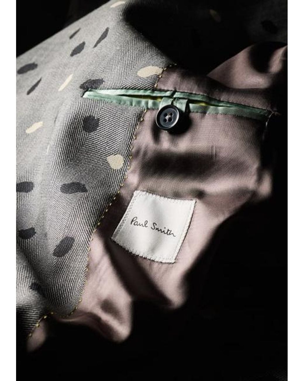 Paul Smith Gray Herringbone Polka Dot Overlay Double-Breasted Blazer