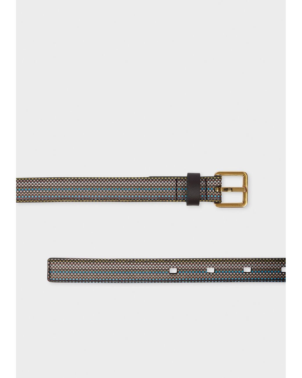 Paul Smith Natural 'Signature Stripe' Check Belt