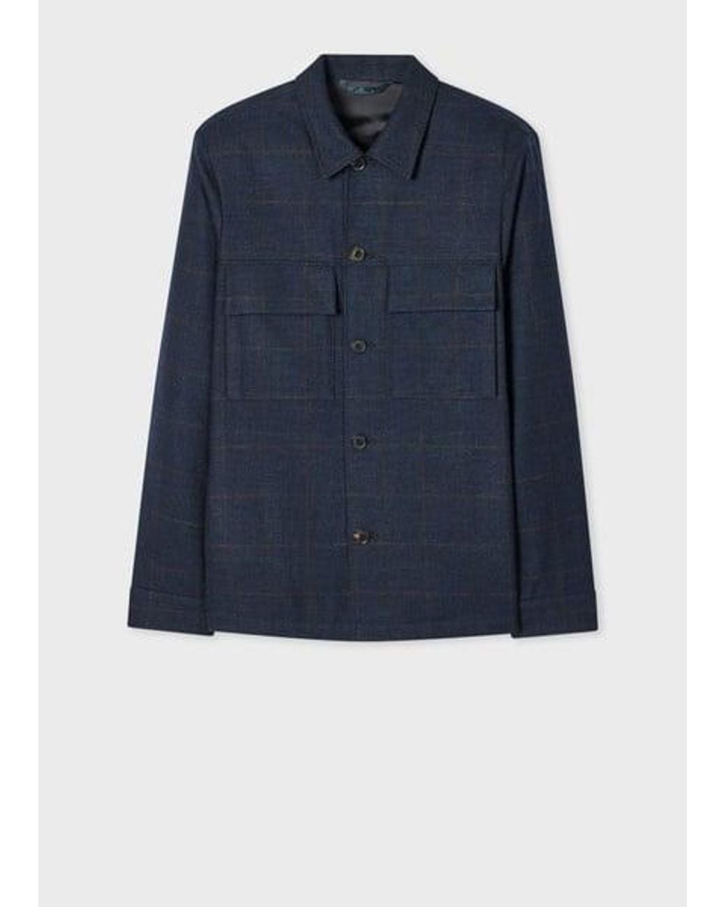 Paul Smith Blue Check Wool-Blend Overshirt for men