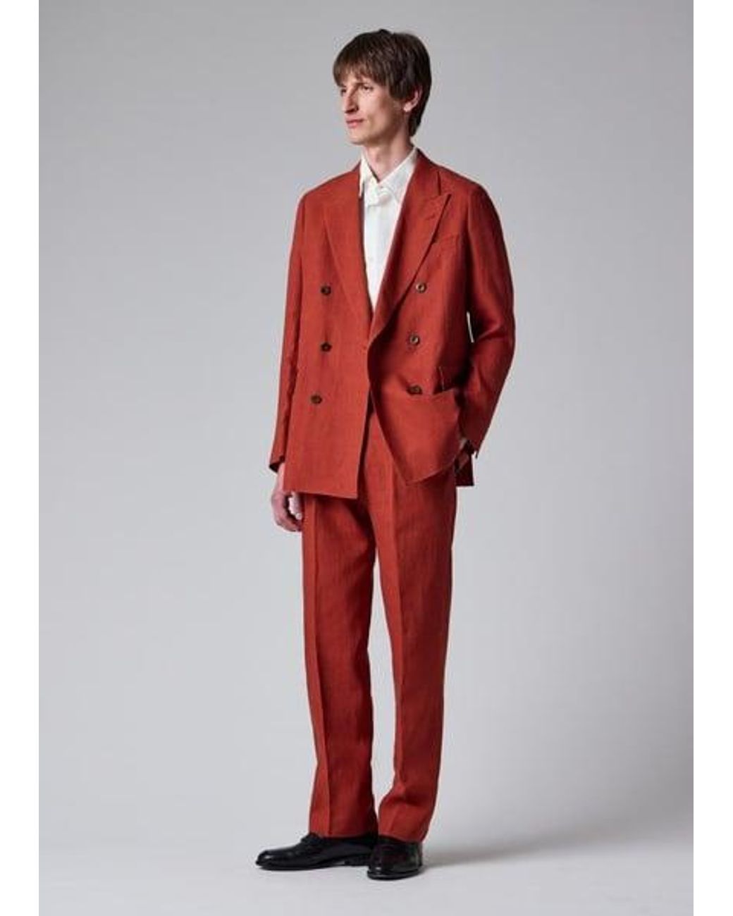 Paul Smith Red Rust Linen Trousers for men