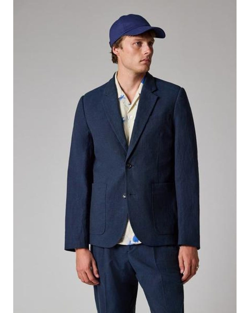 Paul Smith Blue Linen-Cotton Buggy-Lined Blazer for men