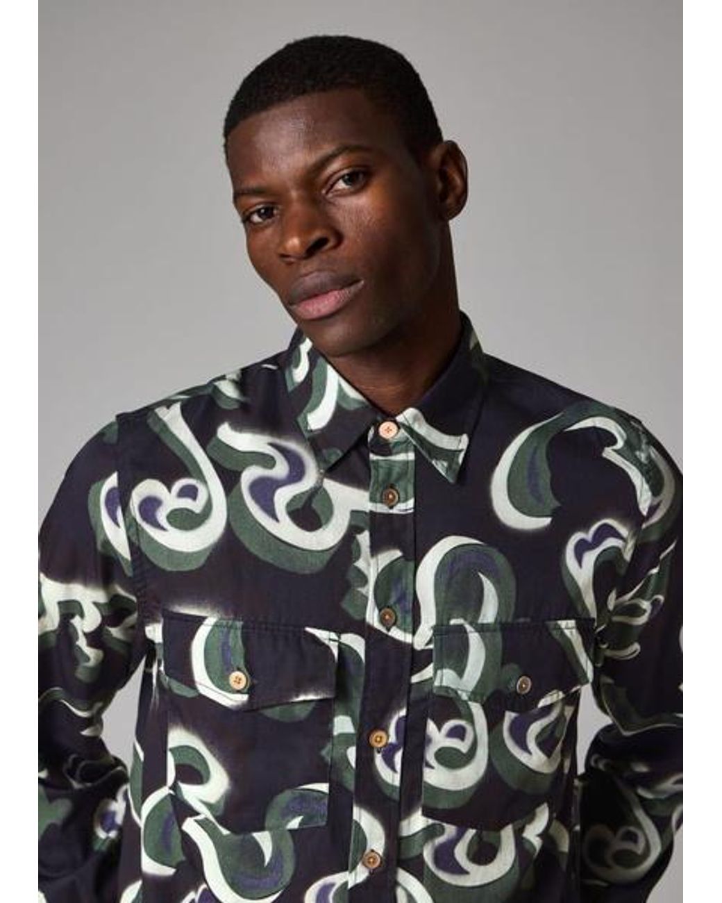 Paul Smith Black 'Waltzer' Lyocell-Cotton Long Sleeve Shirt for men