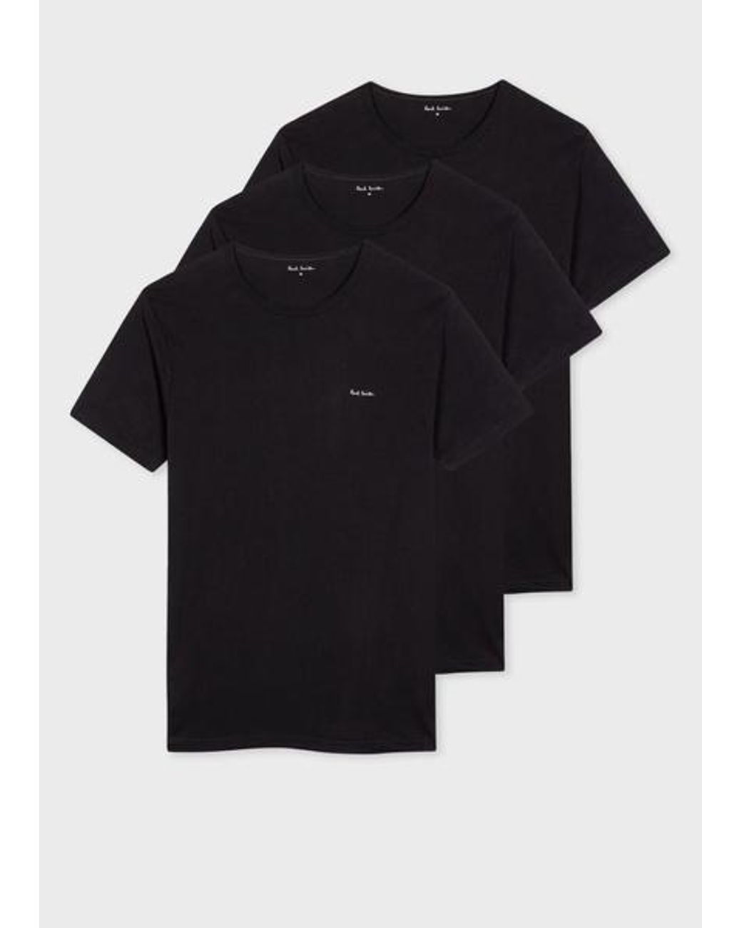 Paul Smith Black Logo Organic Cotton Logo Lounge T-Shirts Three Pack for men
