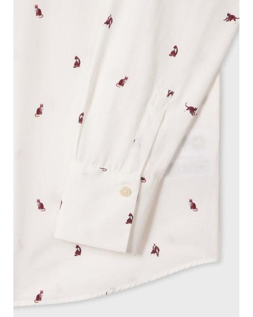 Paul Smith White Ecru 'Ditsy Cat' Cotton Shirt