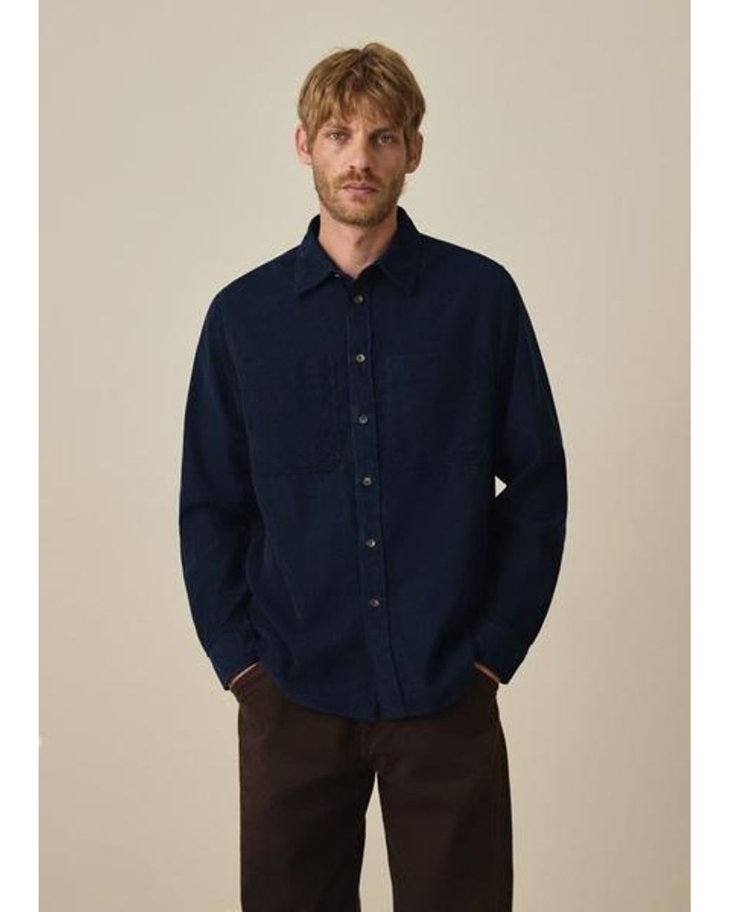 Paul Smith Blue Corduroy Patch-Pocket Shirt for men