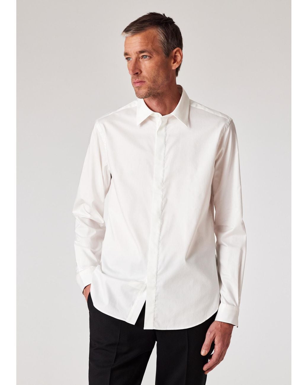 Paul Smith White Slim-Fit Cotton Twill Easy Care Shirt for men