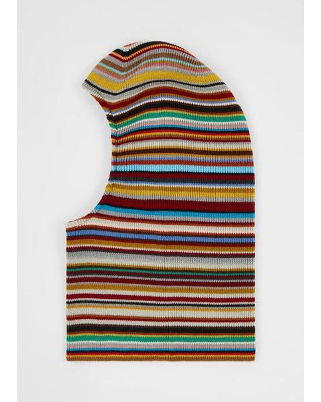 Paul Smith Gray Merino Wool 'Signature Stripe' Balaclava for men
