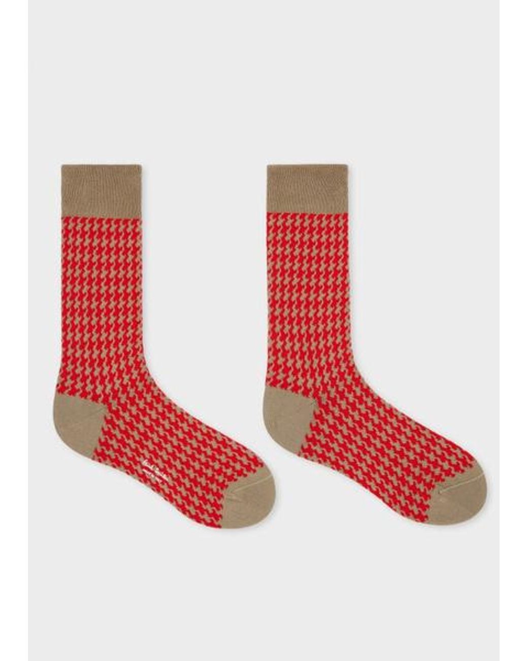 Paul Smith Red Houndstooth Socks for men