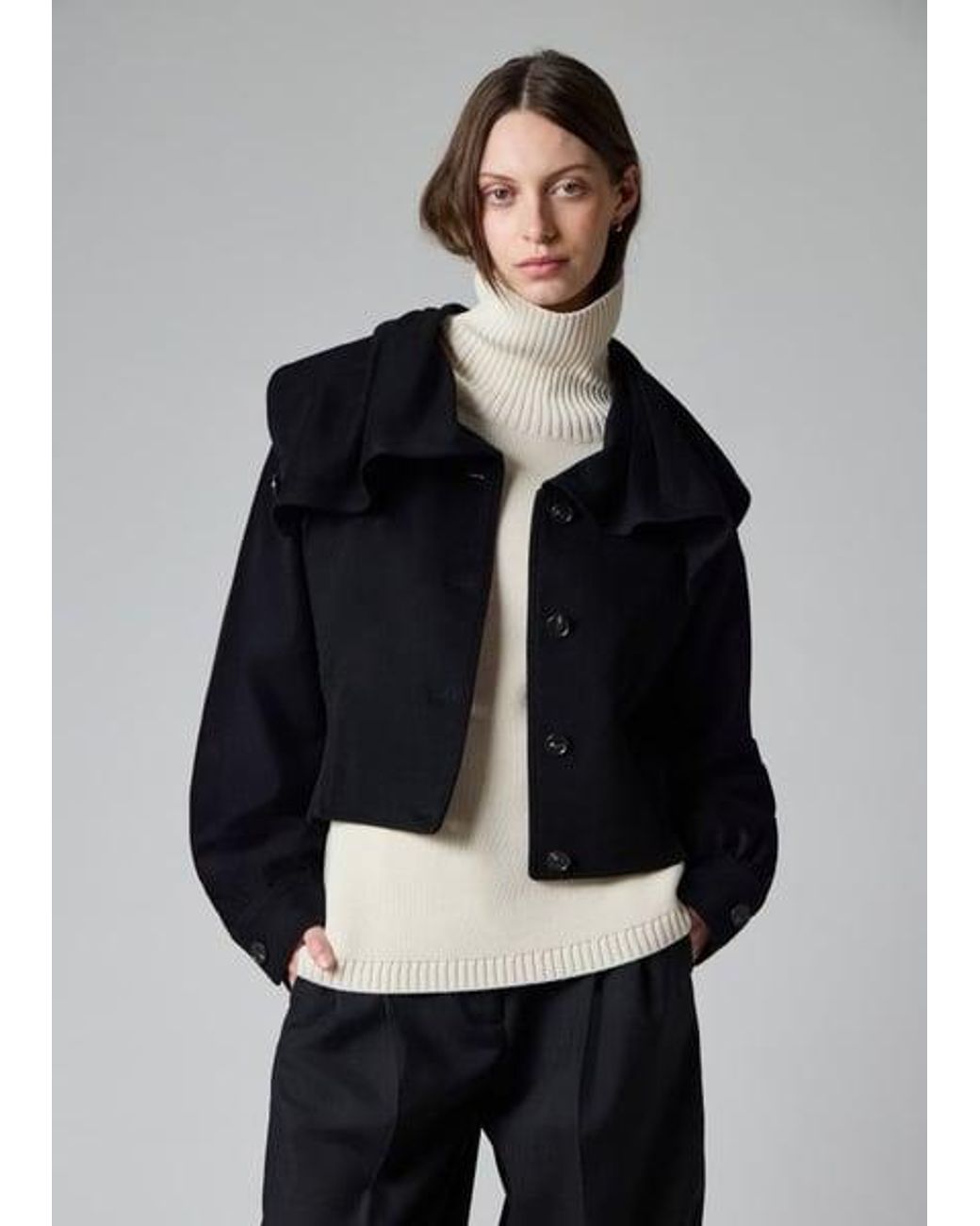 Paul Smith Gray Cashmere-Blend Oversized Collar Jacket
