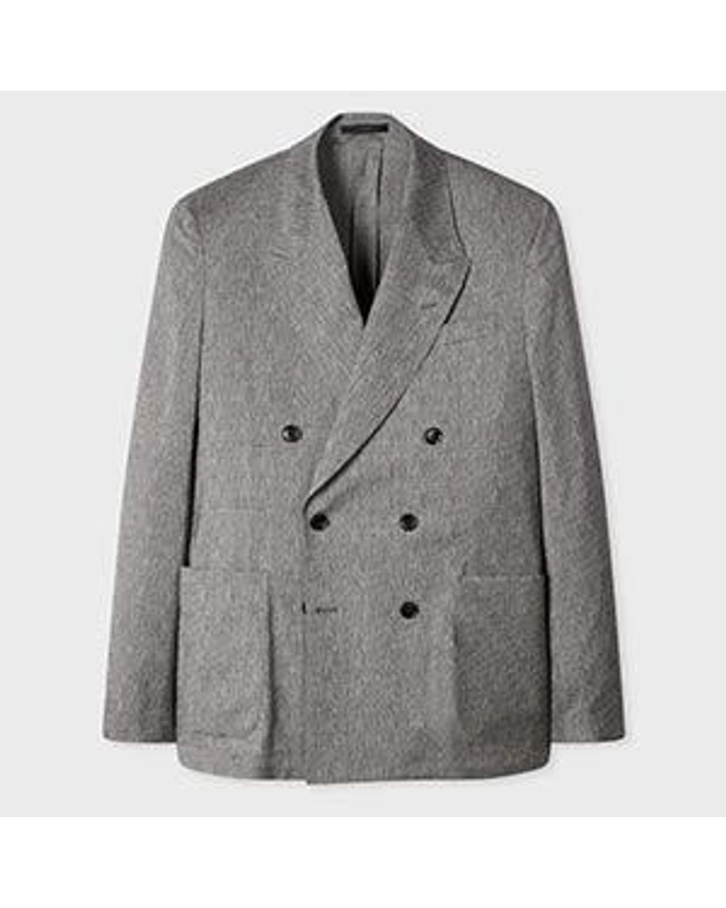 Paul Smith Gray Wool Jacquard Double-Breasted Blazer for men