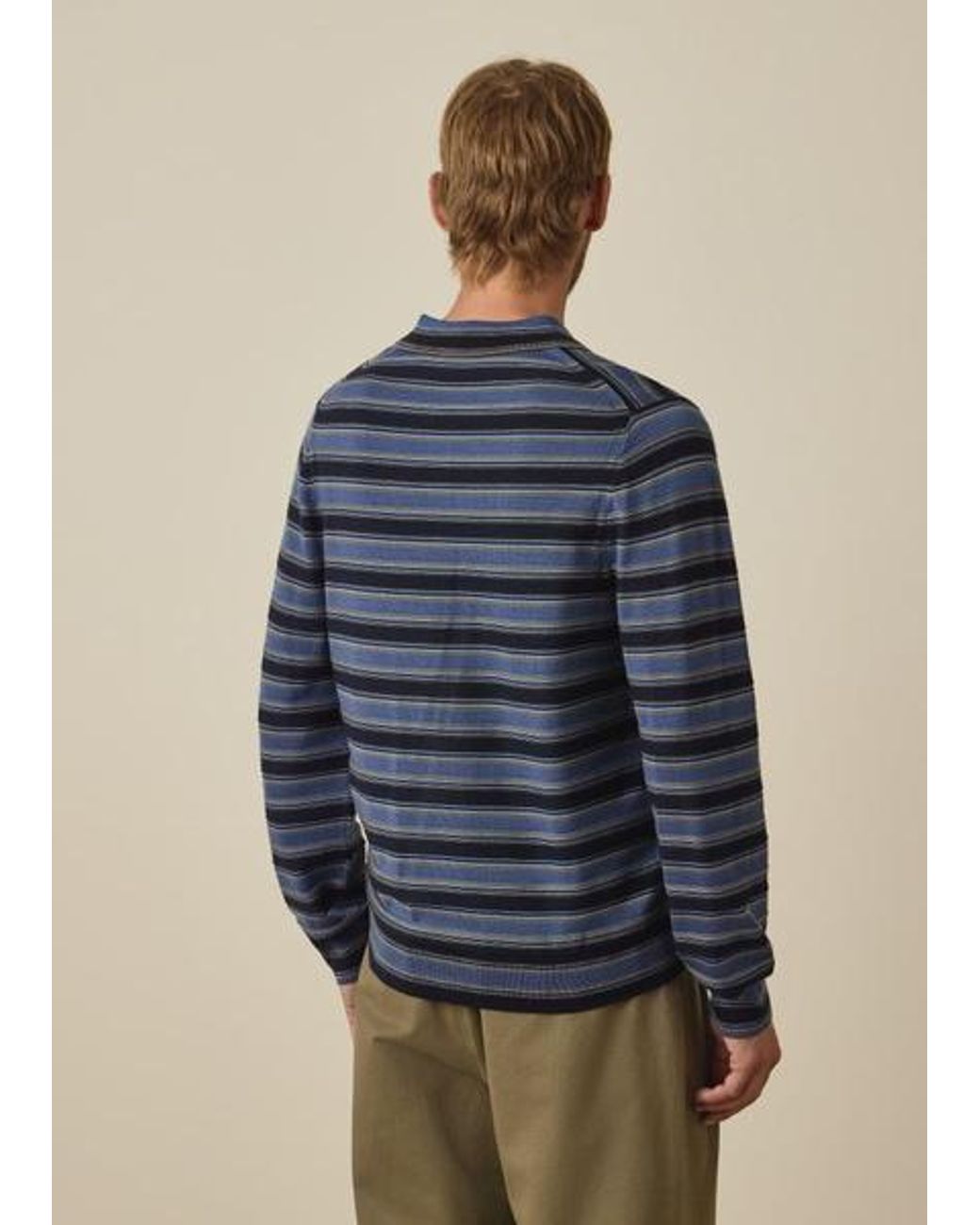 Paul Smith Blue And Stripe Merino Polo Shirt for men