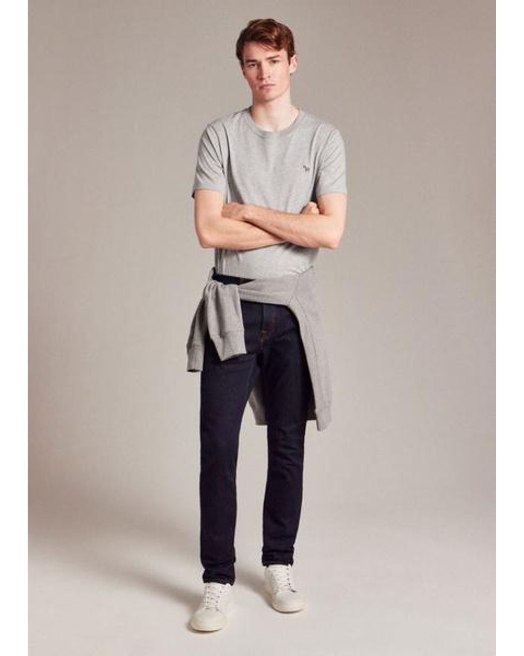 Paul Smith Gray Marl Cotton Zebra Logo T-Shirt for men