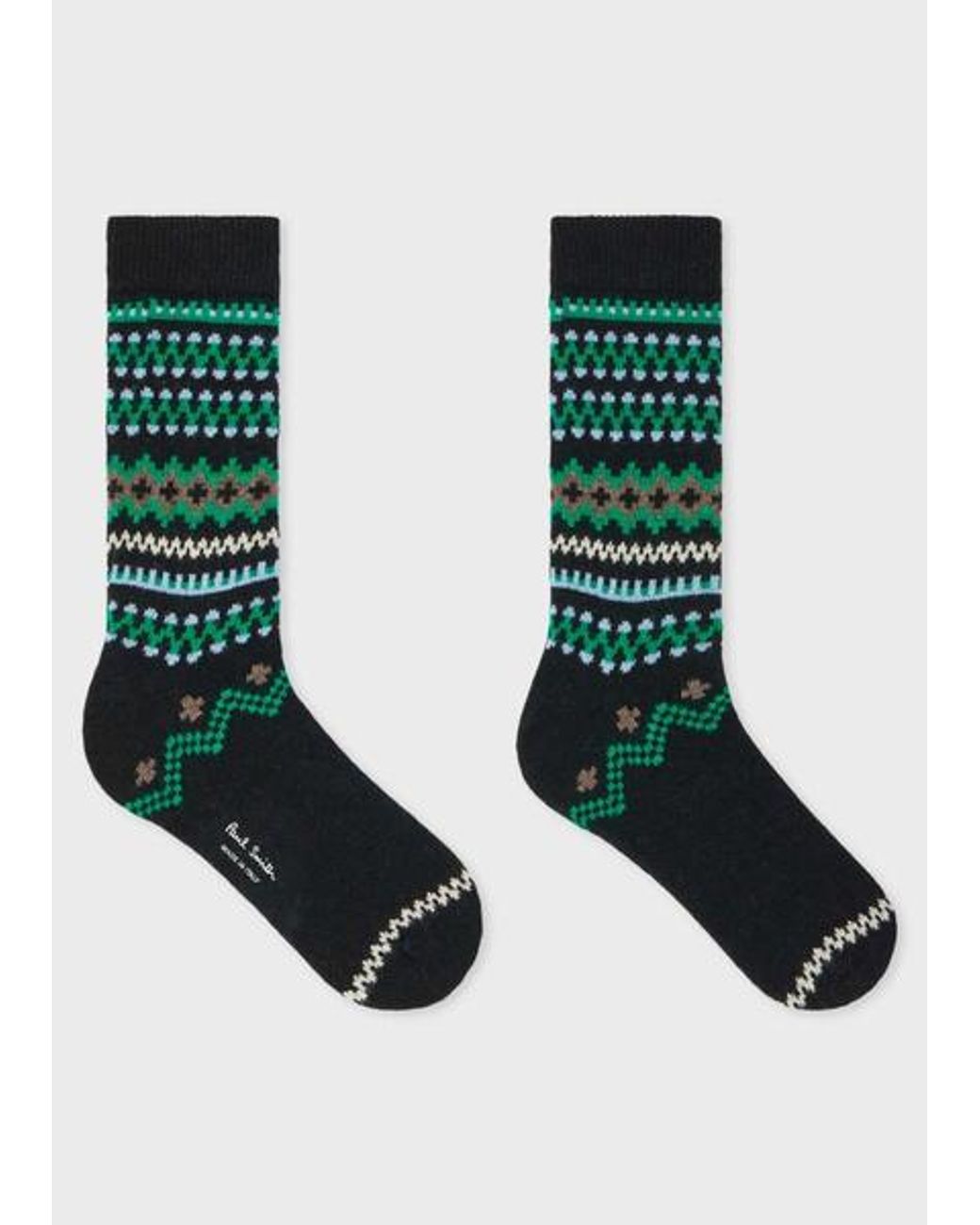 Paul Smith Black Wool-Blend Fair Isle Socks