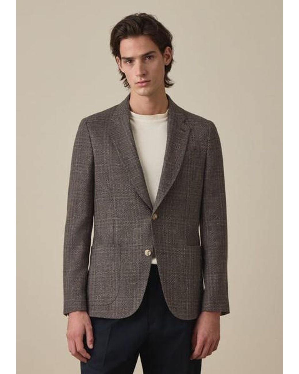 Paul Smith Gray Check Wool Patch-Pocket Buggy-Lined Blazer for men