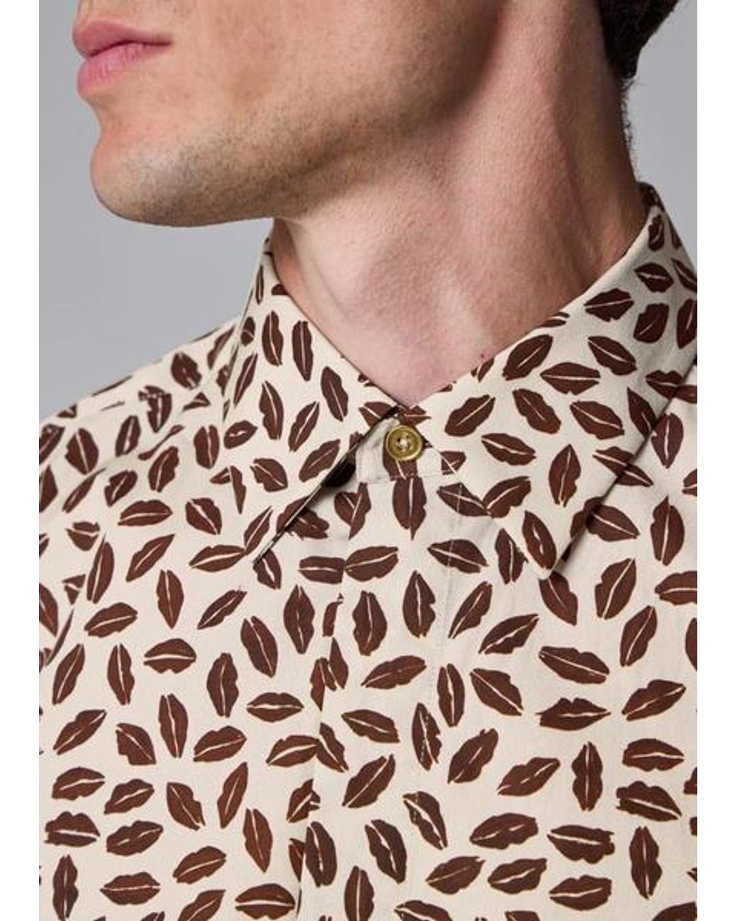 Paul Smith Natural Slim-Fit 'Lips' Print Shirt for men
