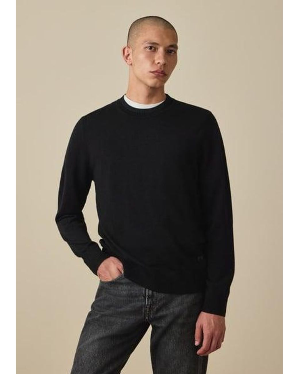 Paul Smith Black Contrast-Collar Merino Wool Sweater for men